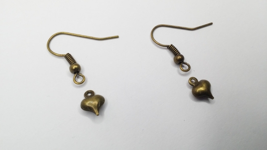 Preview: Herz Love Ohrringe Vintage Optik bronzefarben